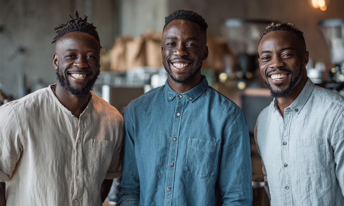 The EA Bean Co. team - Joe, Shem, and Kuda